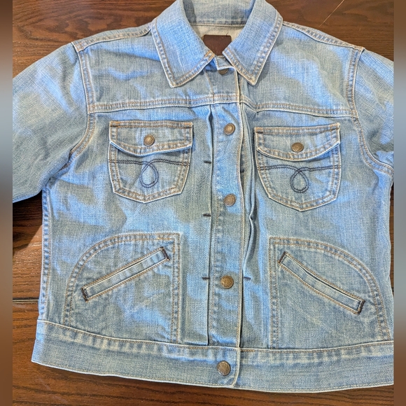 Hand-painted Howls Moving Castle Romantic Scene Lucky Brand Denim Jacket sz M - Picture 5 of 12